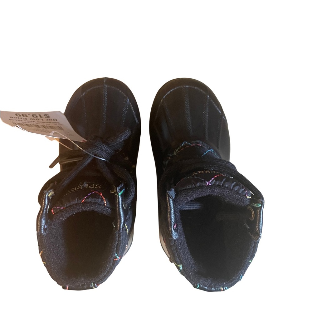 Sperry Toddler Black Quilted Duck Rain Boots | Waterproof | Size 6 - Picture 4 of 9